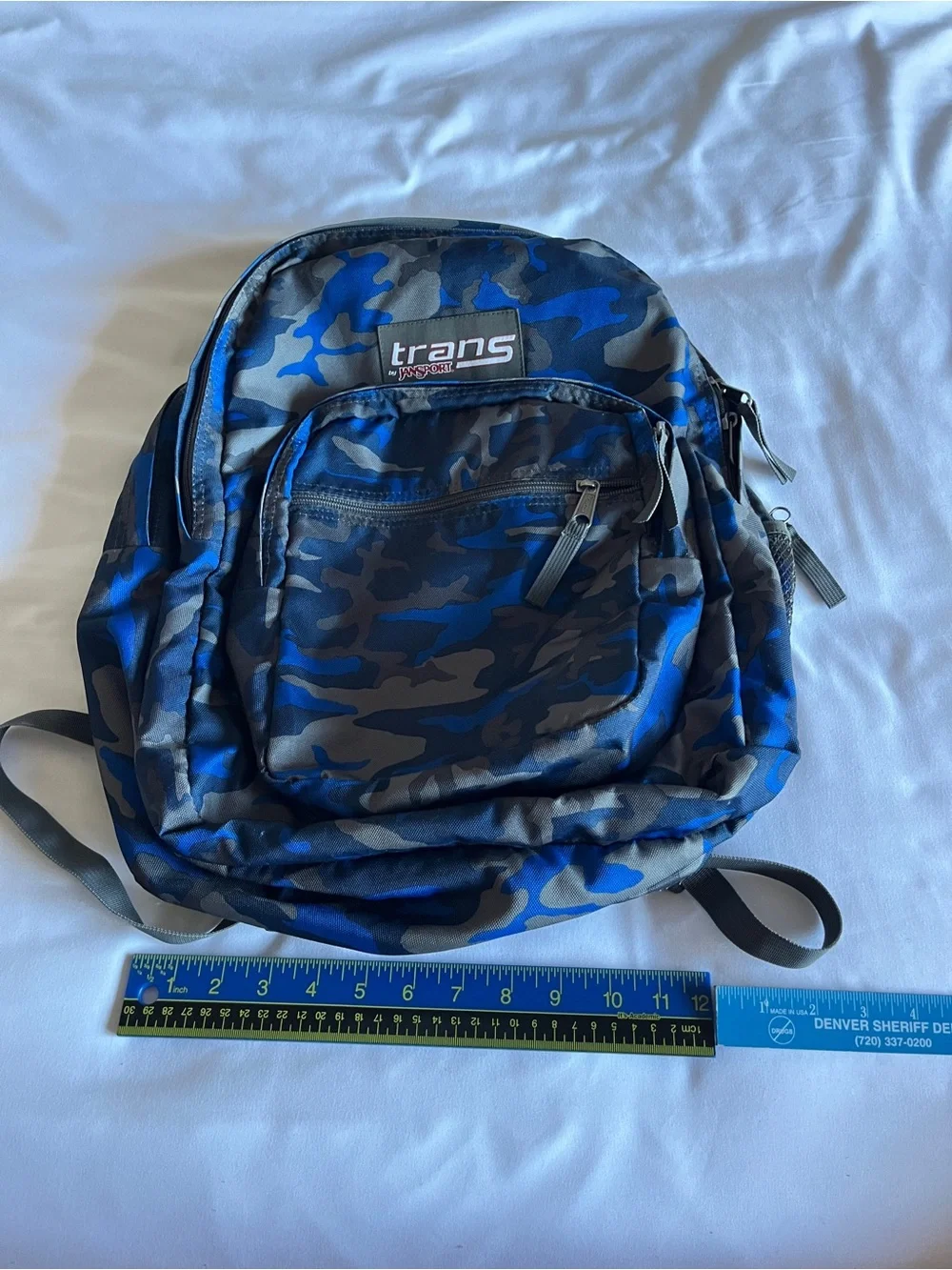 Trans by JanSport Blue Camo Backpack School Bookbag Travel Daypack